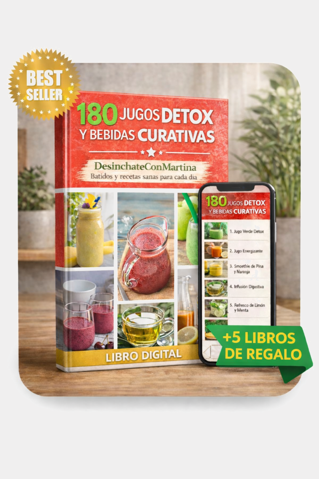 180 Jugos Detox y Bebidas Curativas +5 Bonos
